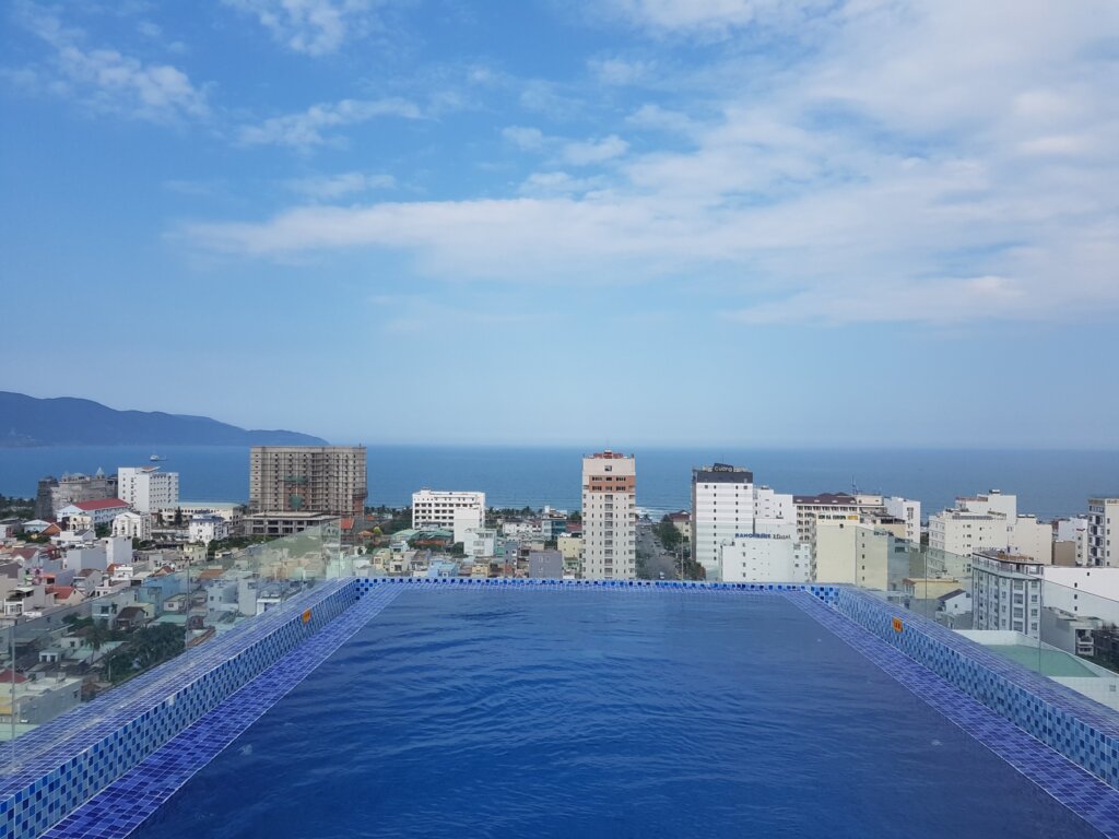 rooftop hotel pool in Da Nang family travel